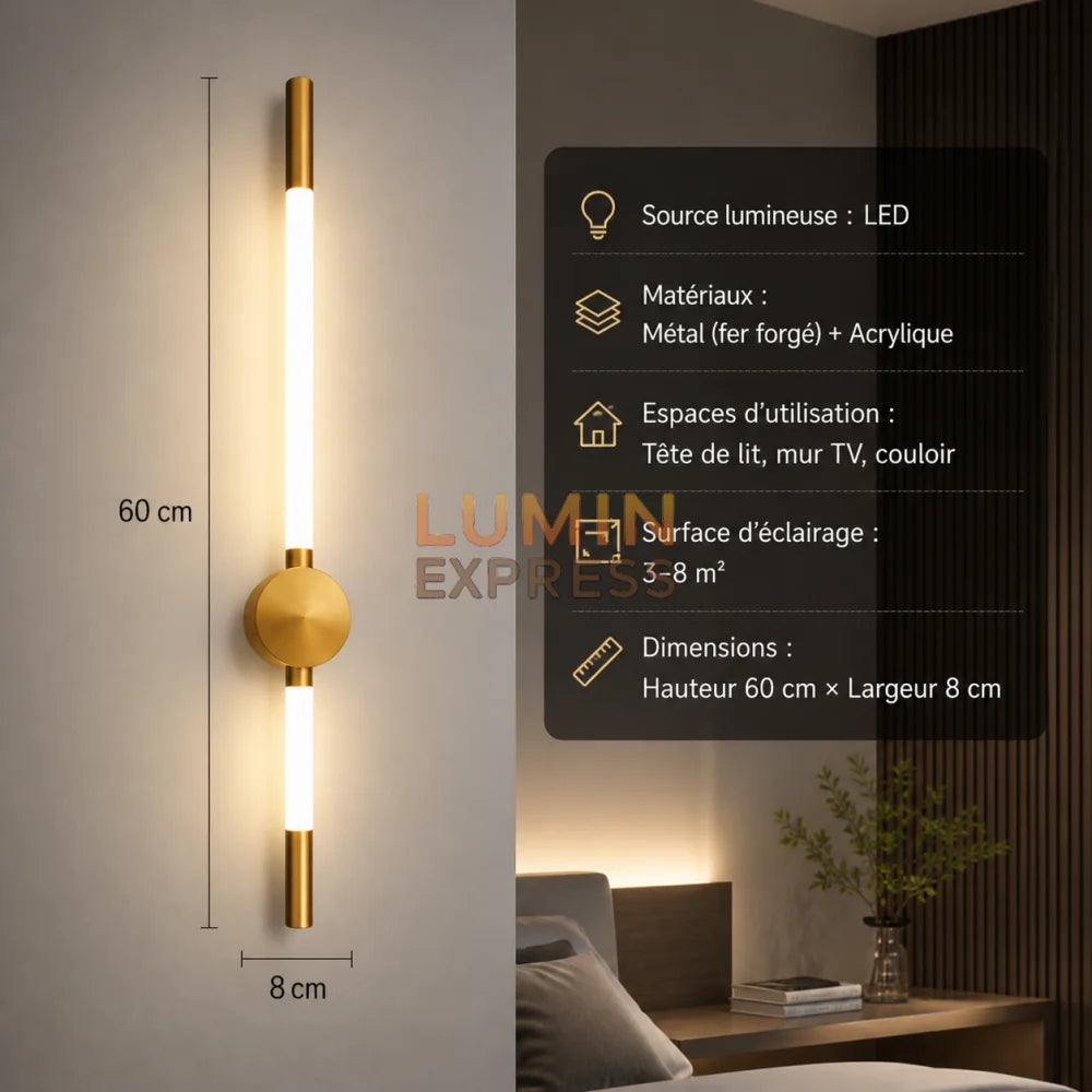 Applique murale NEON Gold 60cm