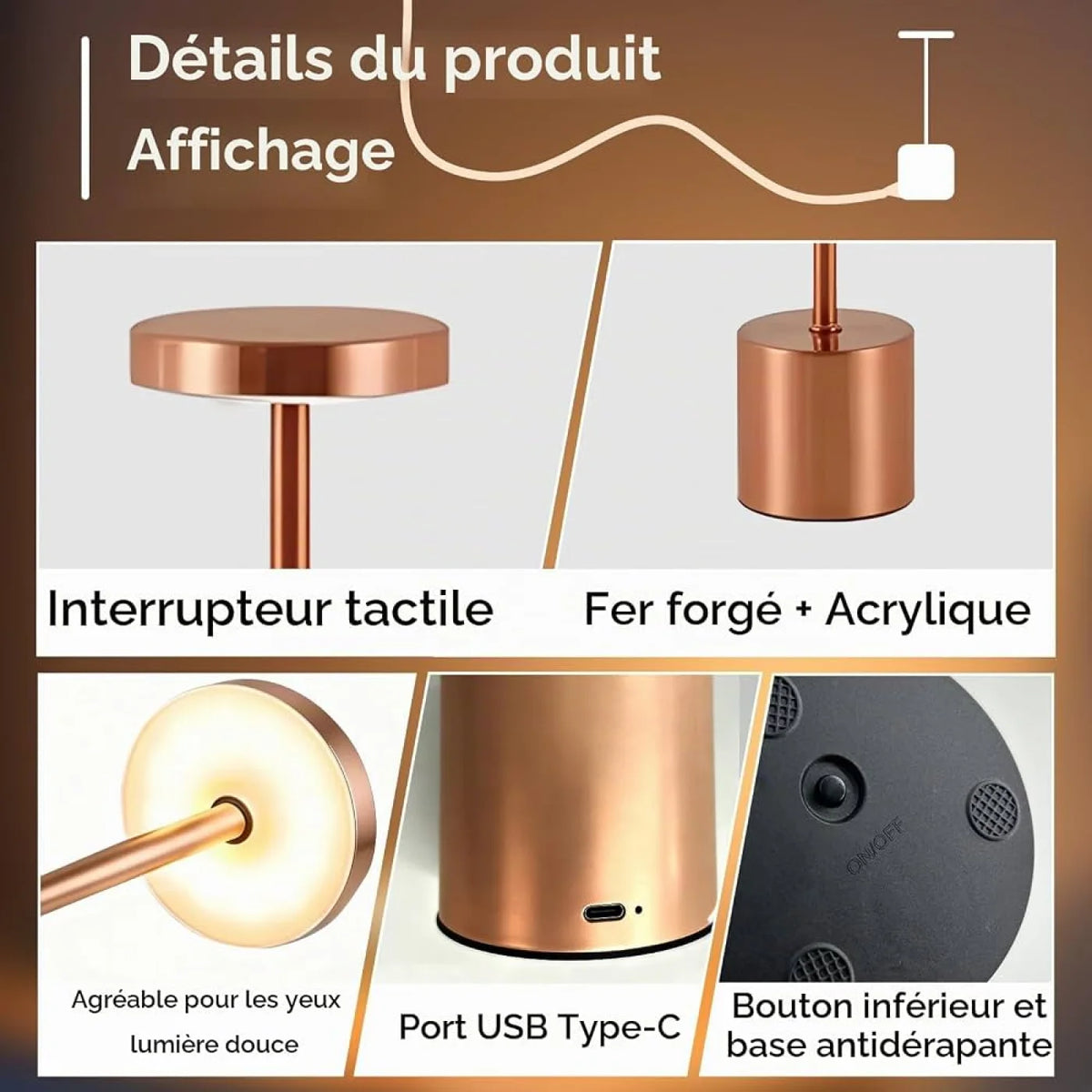 Lampe de table OSAKA Rose Gold