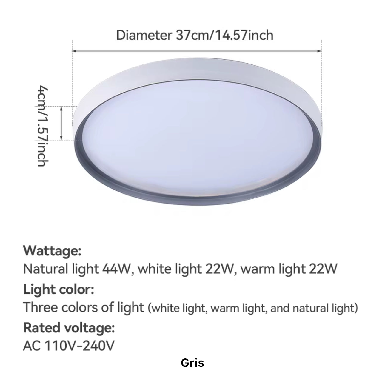 Plafonnier FINO Grey 40cm