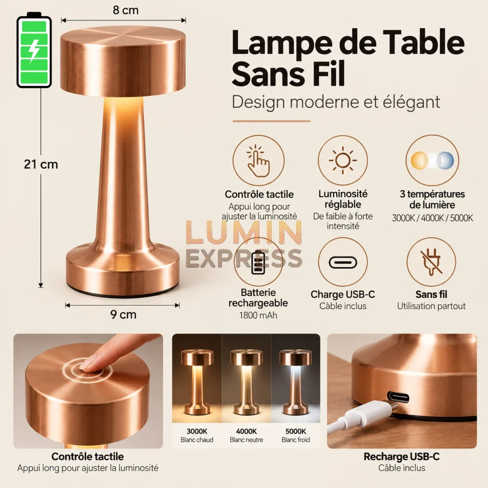 Lampe de table DELIA Rose Gold