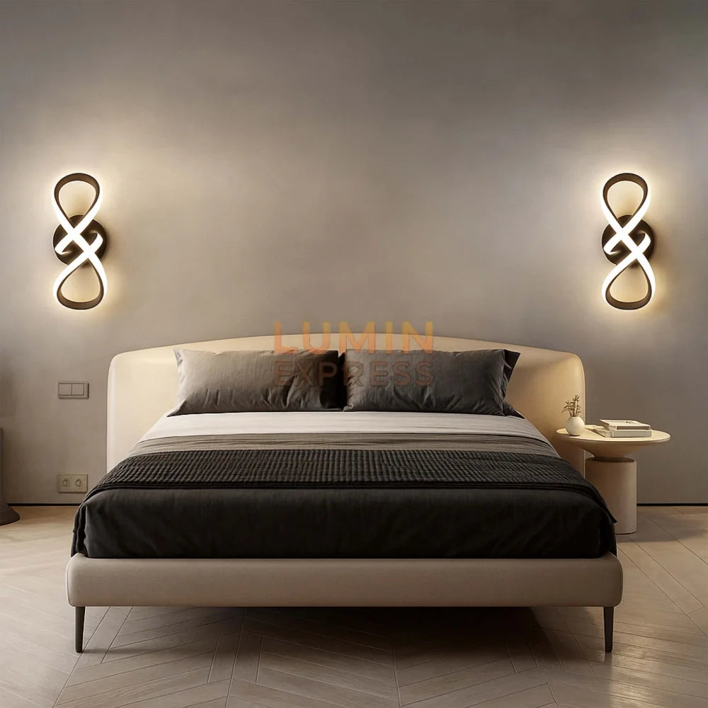 Luminaire INFINITY noir mat ruban infini LED, applique murale décorative pour tête de lit – Maroc
