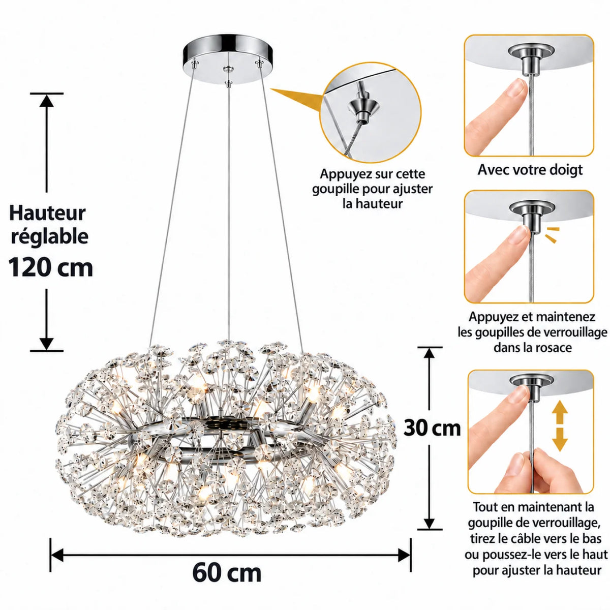 Lustre CLASSICO Silver 60cm