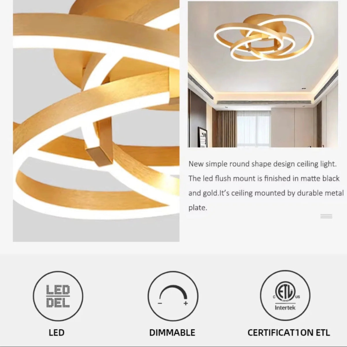 Plafonnier TORNADO Gold
