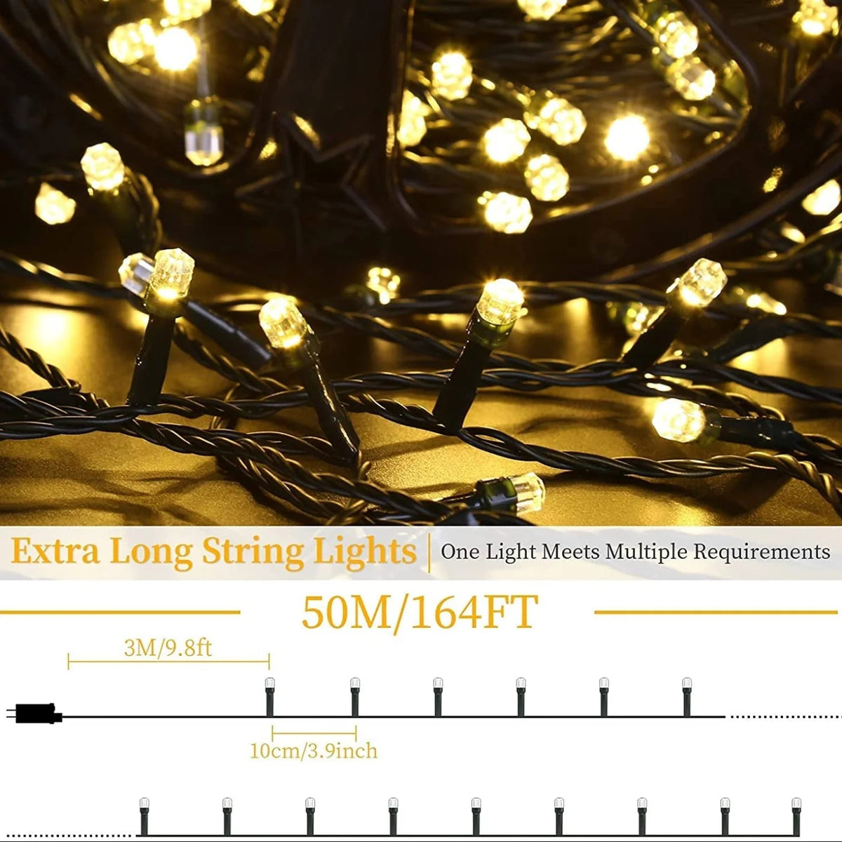 Guirlande 50M LED Jaune étanche