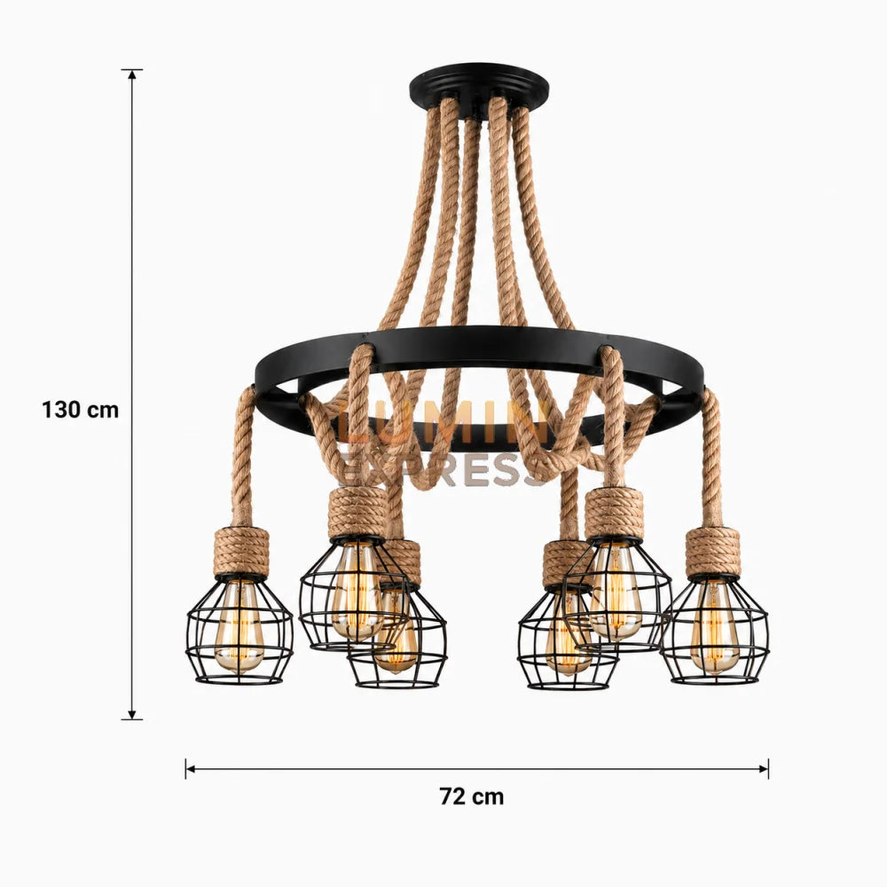Suspension HUNKY 6 Têtes avec Ampoules Offertes