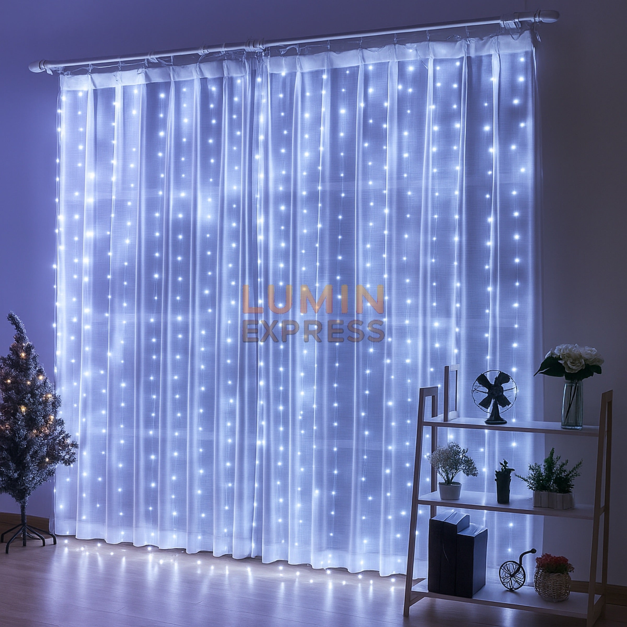 Rideau Guirlande étanche 3Mx3M Blanc