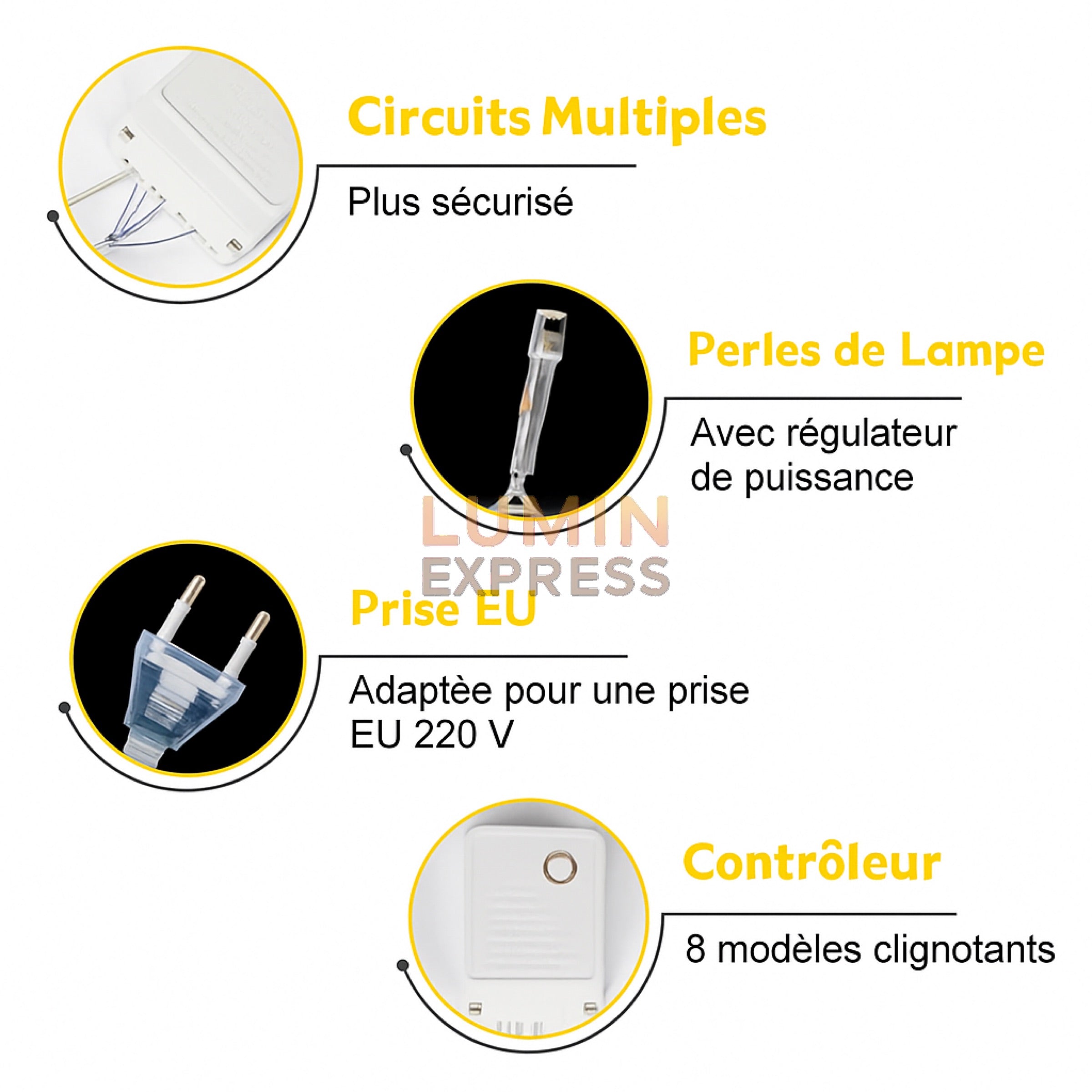 Rideau Guirlande étanche 3Mx3M Blanc