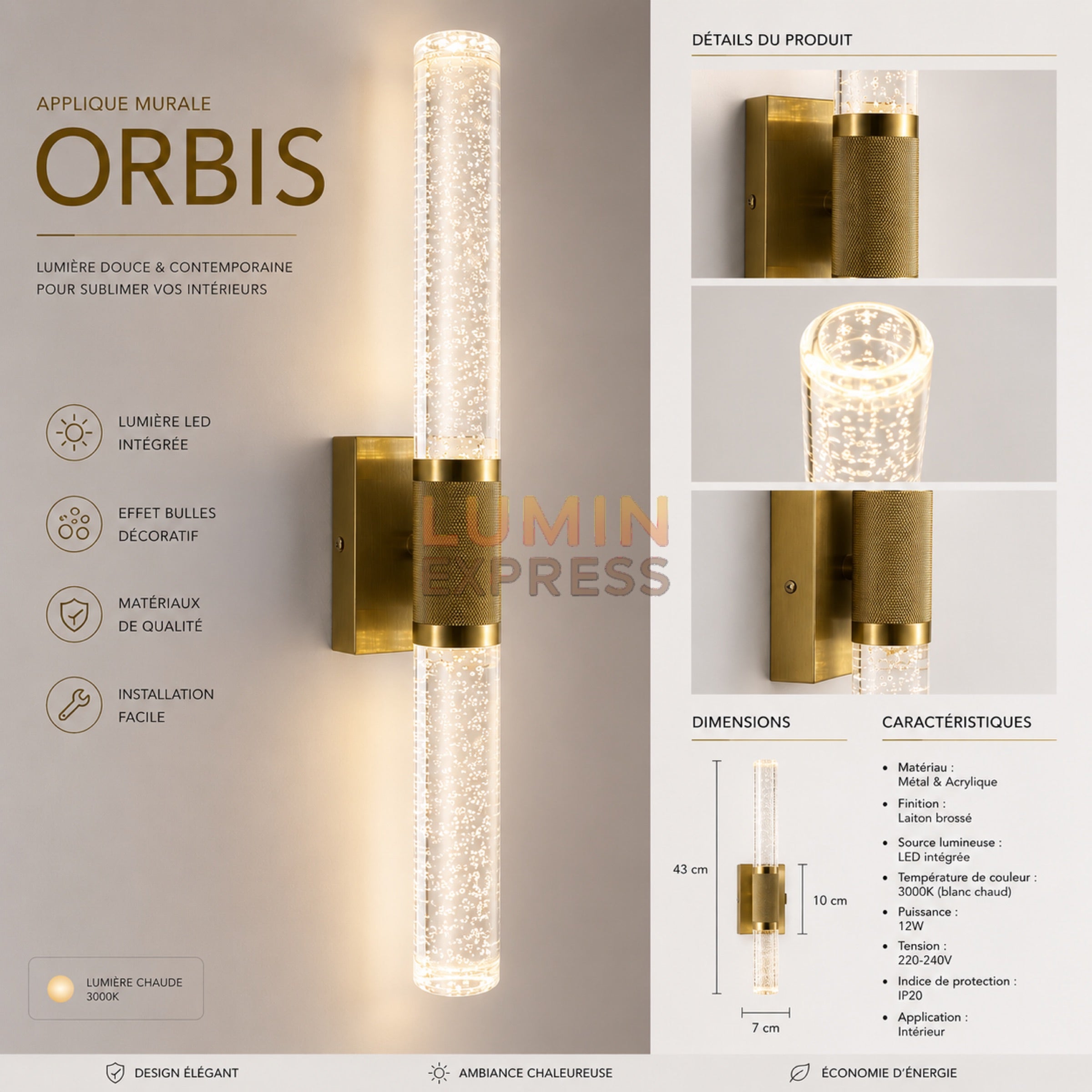 Applique murale ORBIS Gold