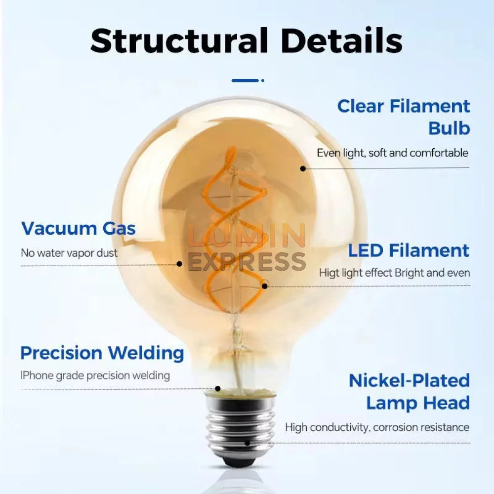 Ampoule G80 E27 6W 3000K Ambre
