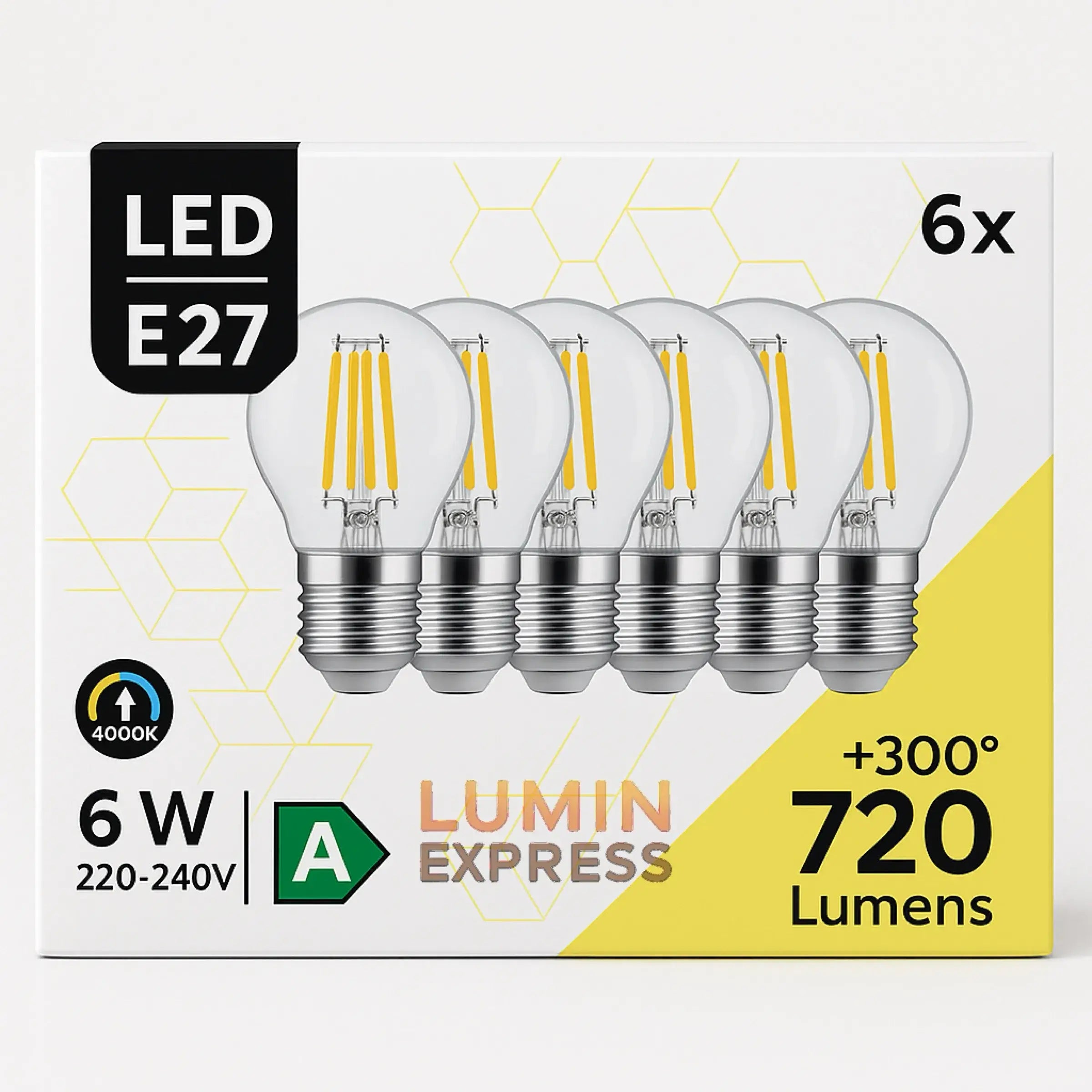 Pack de 6 Ampoules E27 LED 6W 4000K