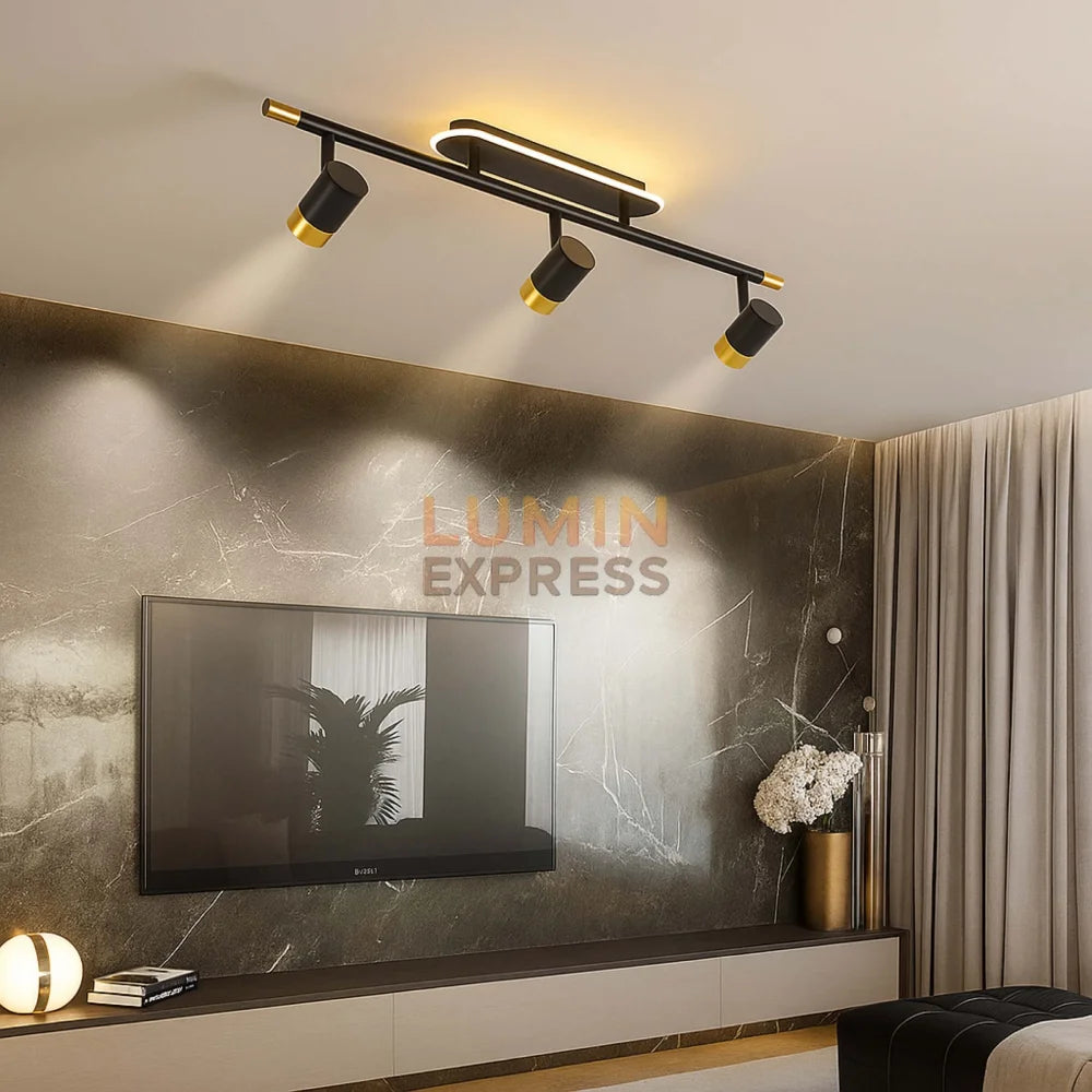 Applique murale Eclipse noir doré 60 cm – peut s’installer en plafonnier LED moderne – livraison rapide au Maroc
