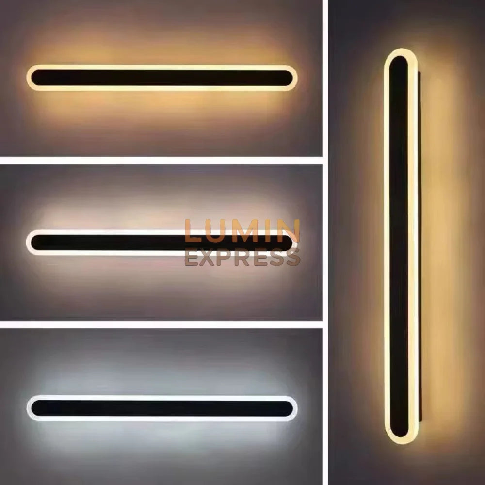 Applique murale moderne 60 cm noir – 3 températures 3000K / 4000K / 6000K