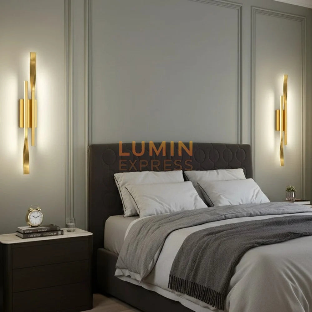 Luminaire mural design japandi KYOTO Slim Gold pour salon – Luminexpress Maroc
