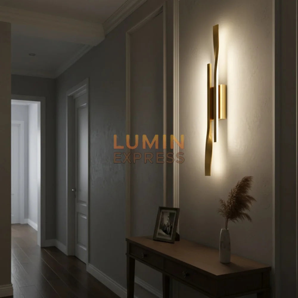 Luminaire mural design japandi KYOTO Slim Gold pour couloir – Luminexpress Maroc