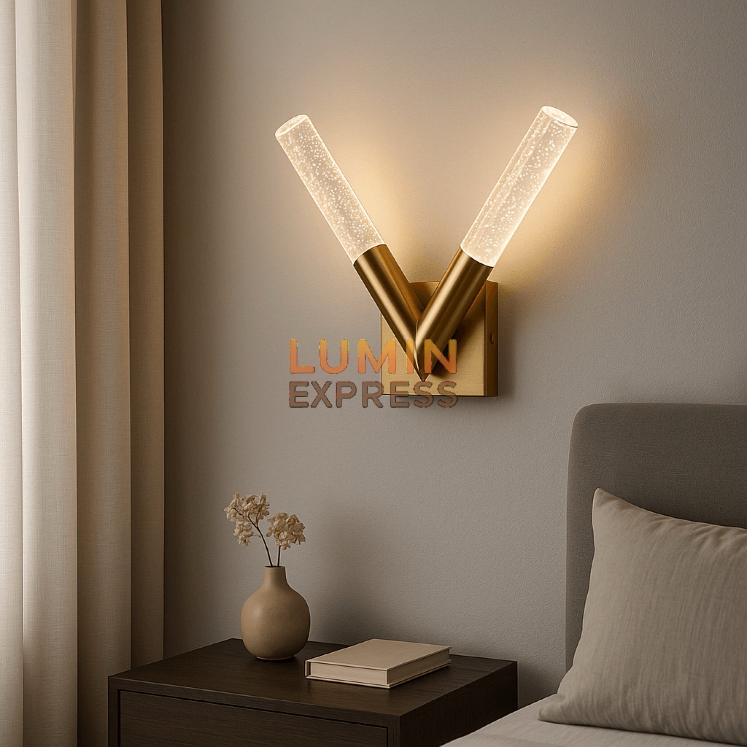 applique murale dorée design Vianova avec diffuseurs à bulles lumineuses LED 3000K 4000K 6000K