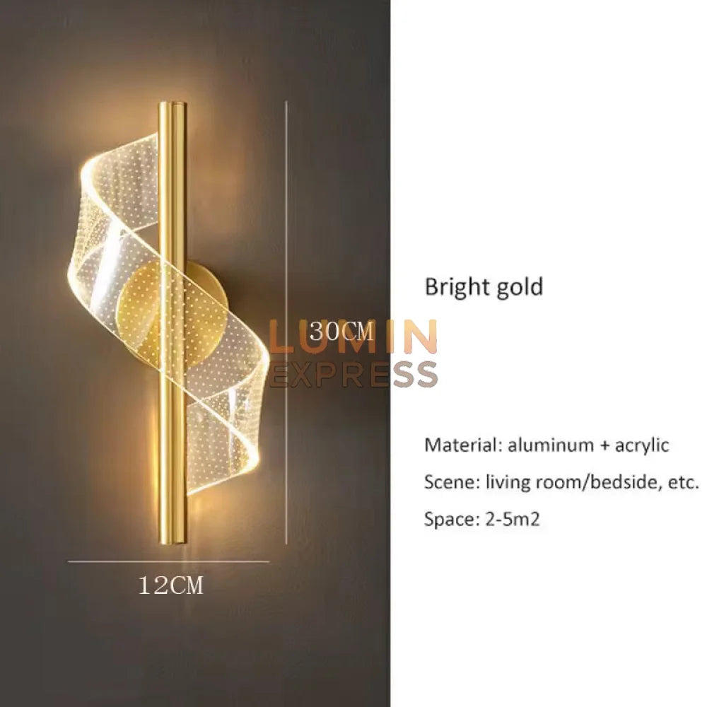 Luminaire mural moderne Twister Gold – applique dorée pour décoration intérieure