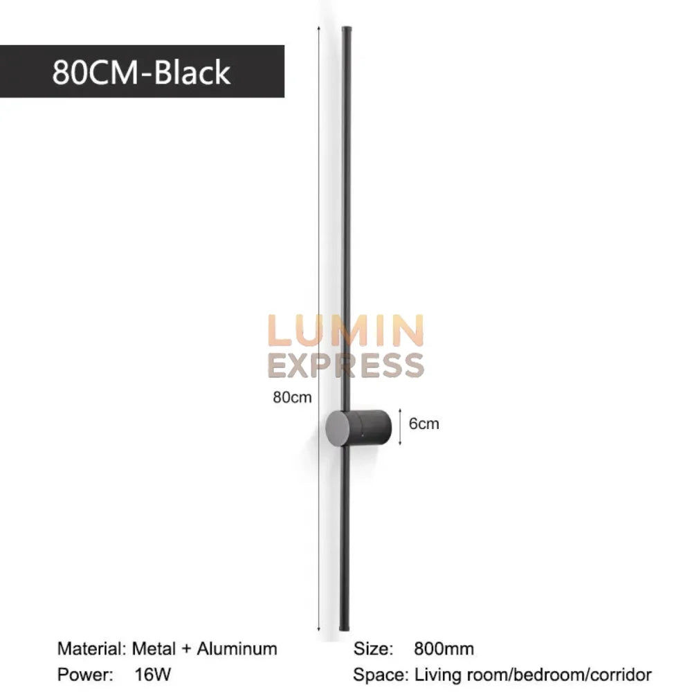 Éclairage mural VERTIGO Black 80 cm – Applique murale noire moderne pour maison au Maroc