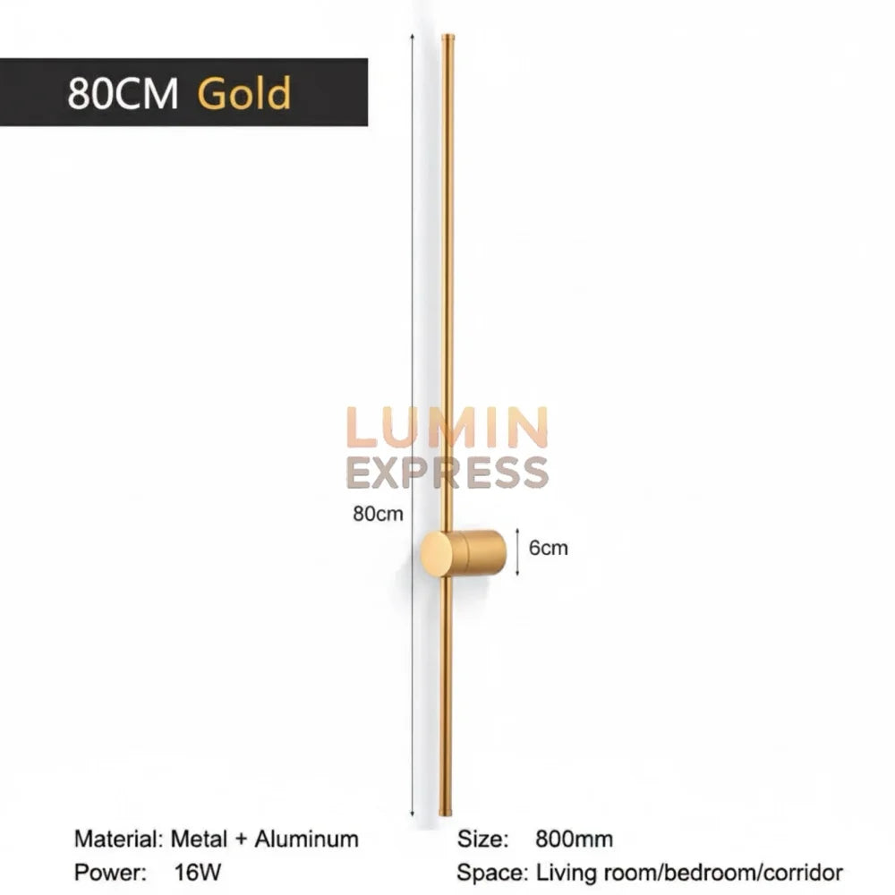 Applique VERTIGO Gold 80 cm – Éclairage décoratif design en métal doré pour intérieur Maroc