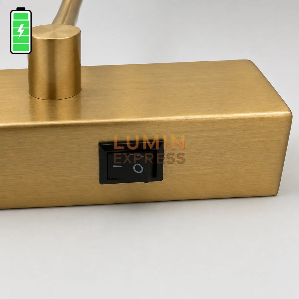 Applique tableau LED rechargeable dorée avec lumière orientable
