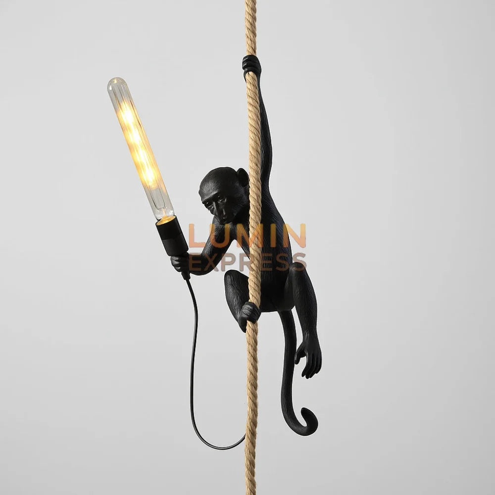 Luminaire Monkey Black en résine – décoration artistique Maroc