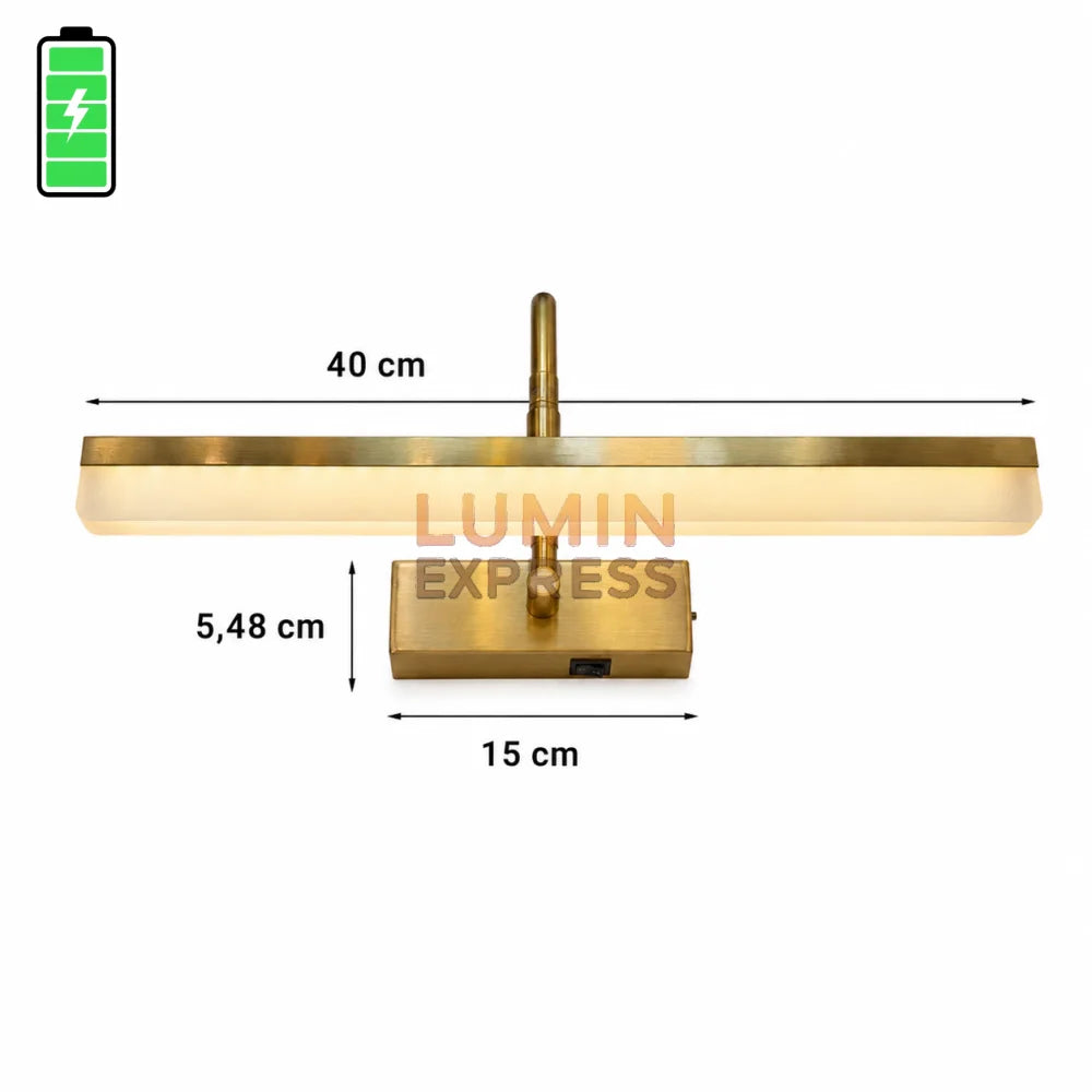 Dimensions de l’applique murale rechargeable Gold LED pour tableau et miroir