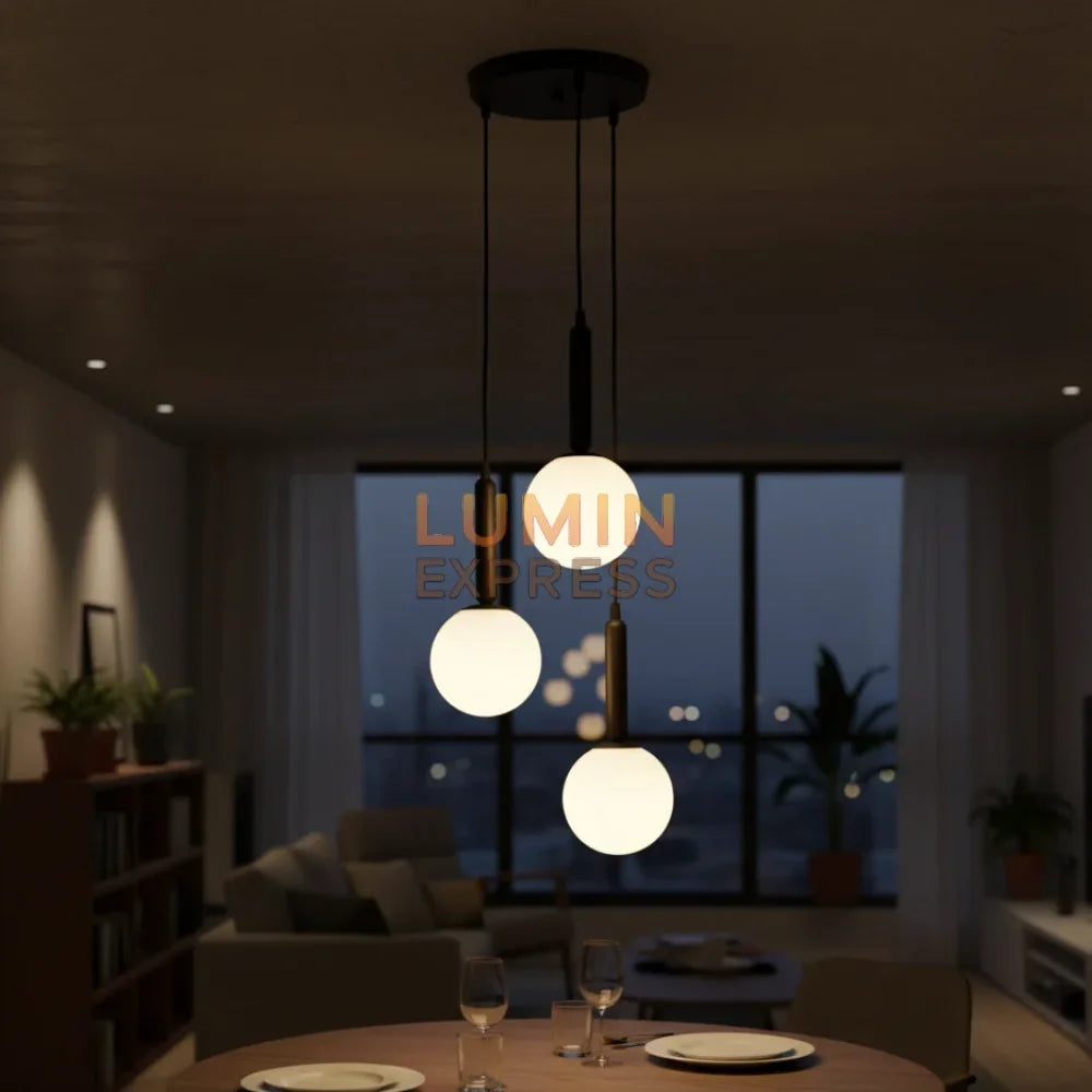 Suspension ISADORA Triple Black – luminaire Luminexpress pour intérieur Marocain