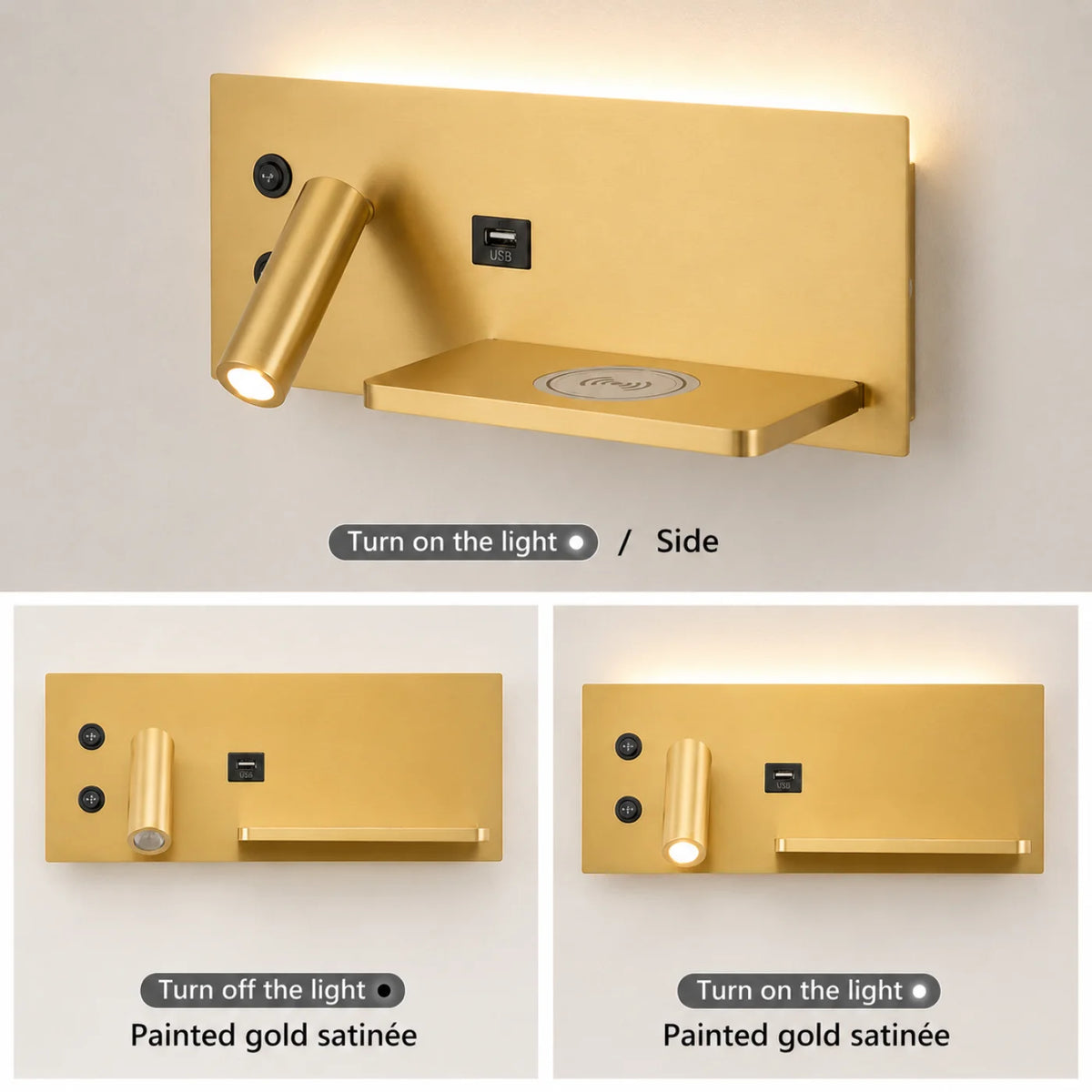 Applique murale Liseuse Wireless Gold