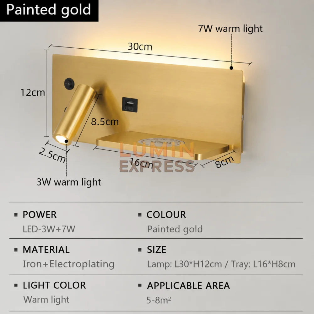 Applique murale Liseuse Wireless Gold