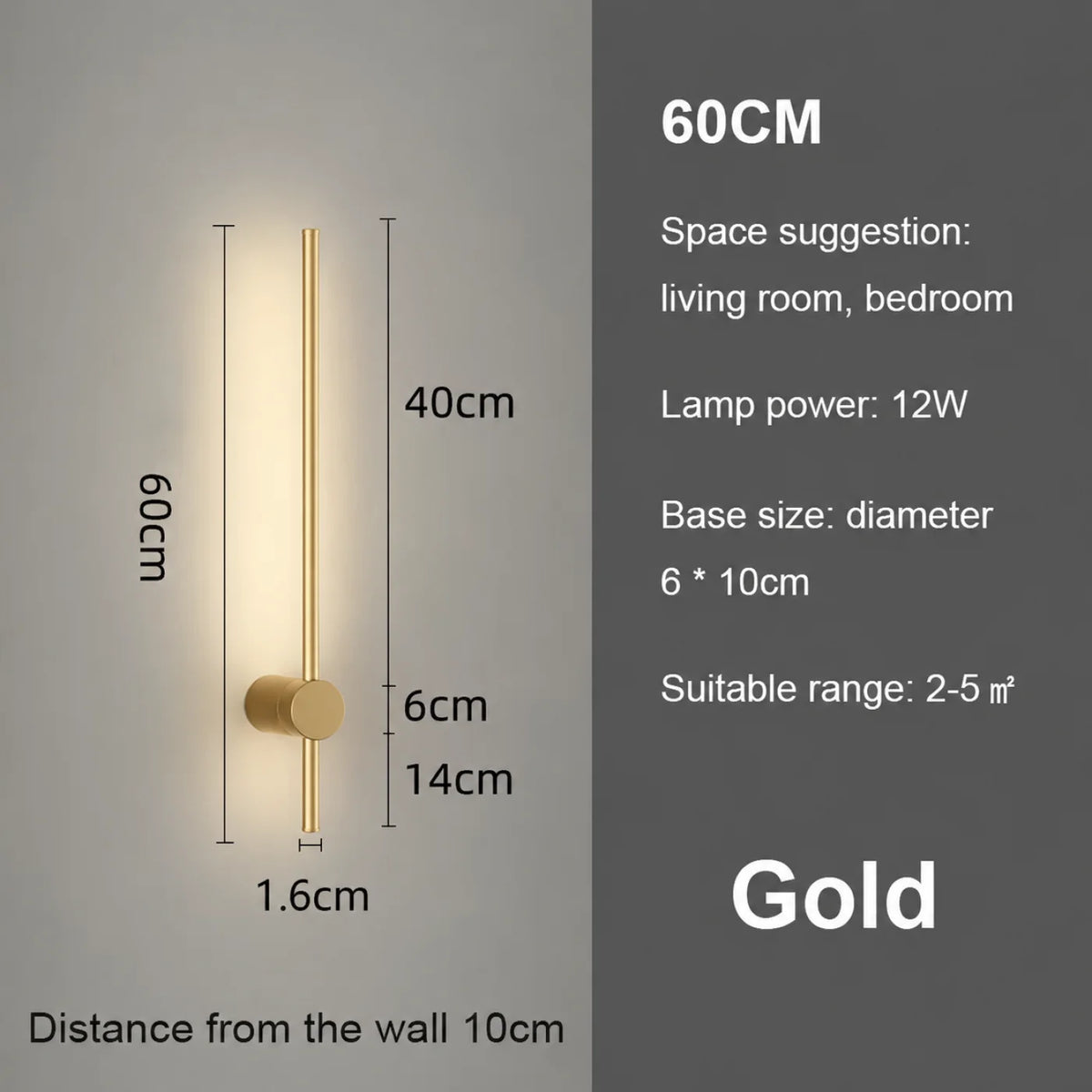 Applique murale VERTIGO Gold 60 cm