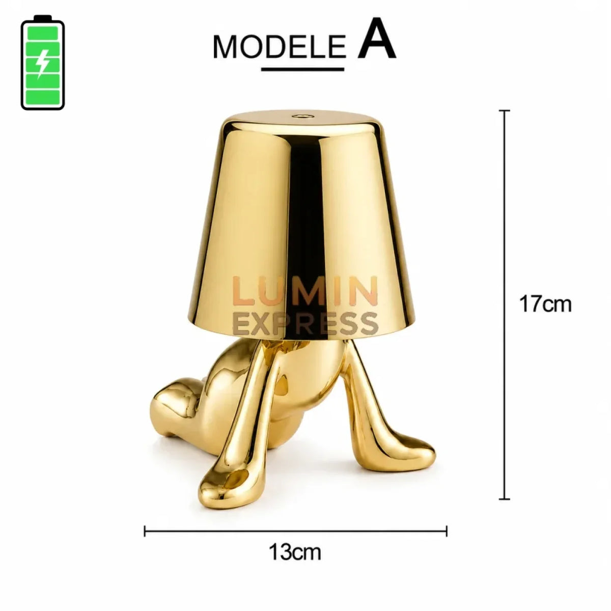 Lampe de chevet TEDDY A Gold sans fil à éclairage LED dimmable