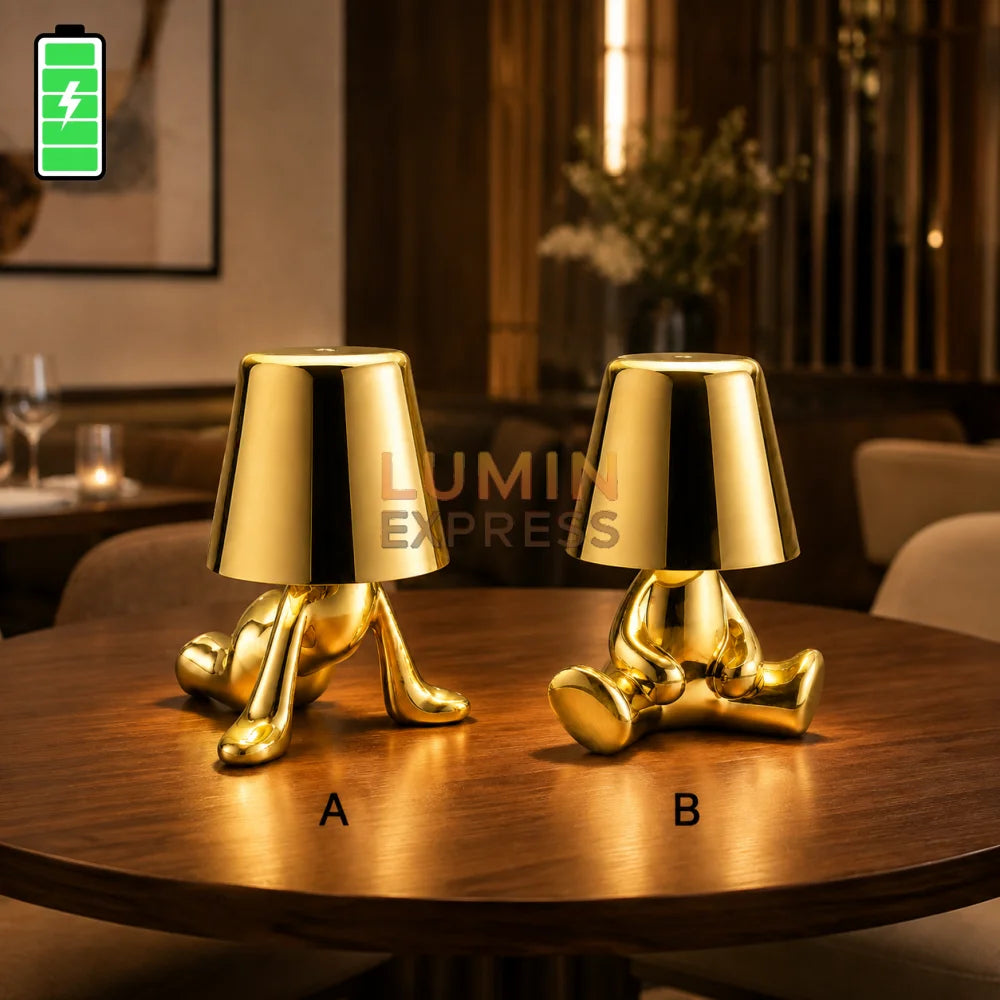 Lampe de table TEDDY Gold rechargeable USB avec commande tactile