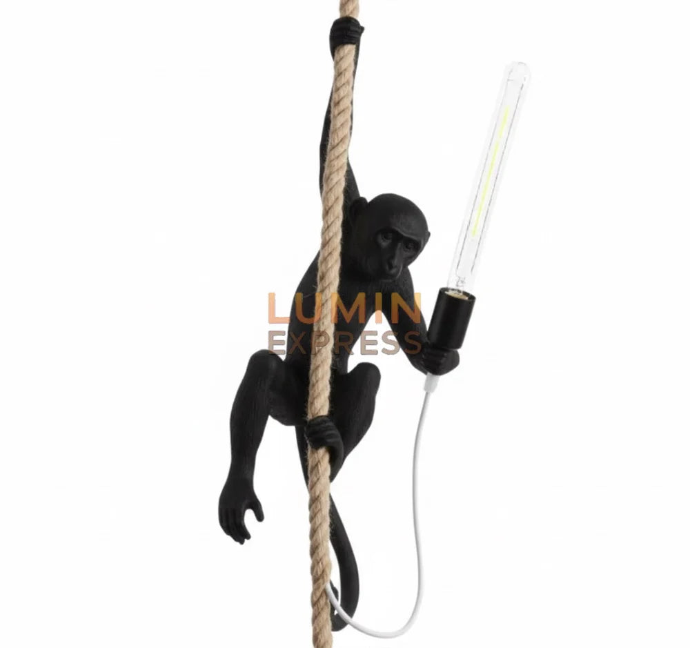 Lampe singe noire en résine – suspension décorative moderne au Maroc