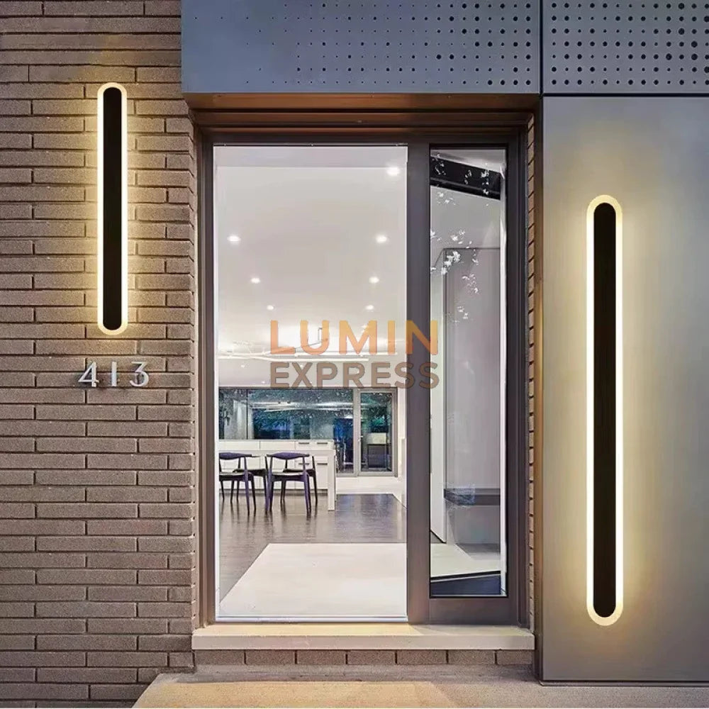 Applique LED murale noire 60 cm – usage extérieur façade et terrasse