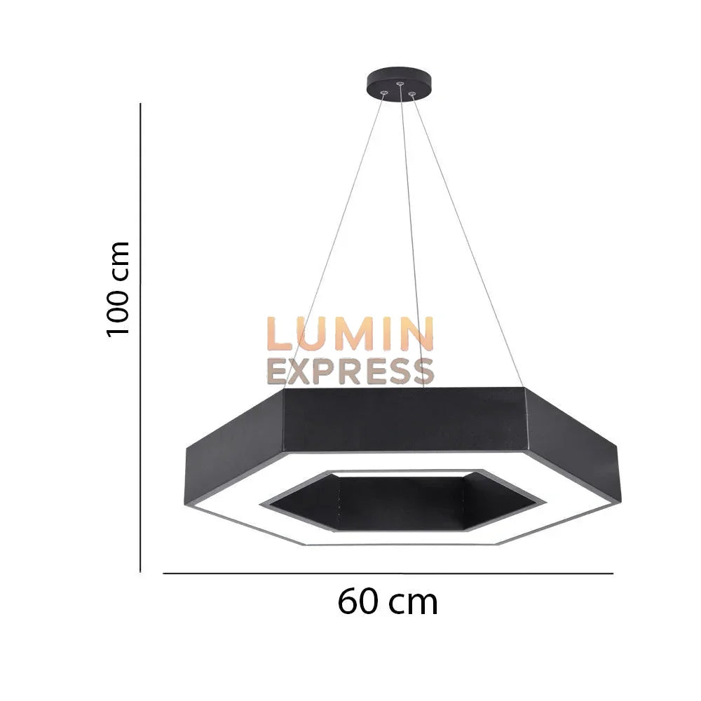 Luminaire hexagonal LED noir 48W 6500K – Luminexpress Maroc