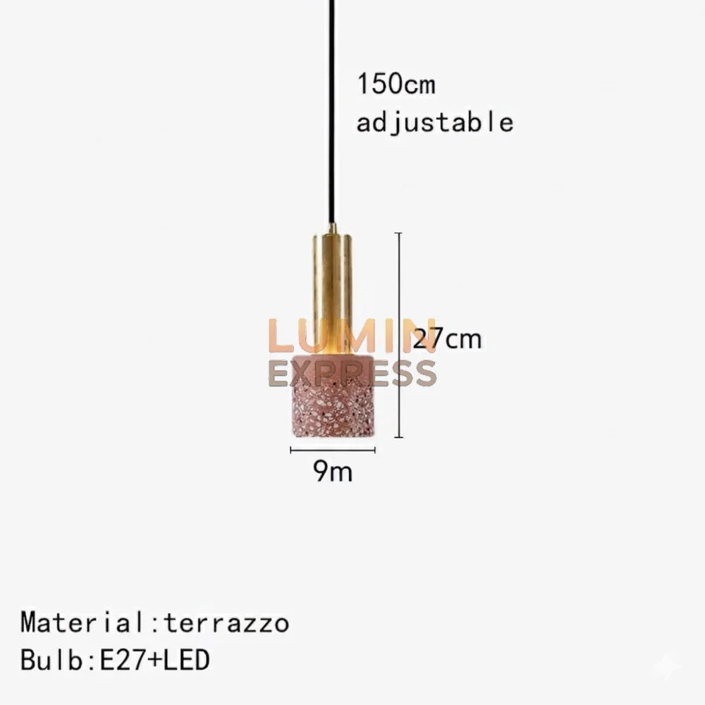 Luminaire moderne en terrazzo rose – Suspension Cylinder Luminexpress