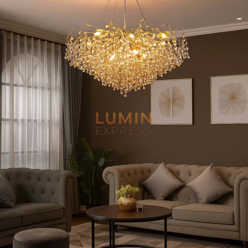 Lustre Belong moderne – éclat du cristal K9 et finition premium dorée