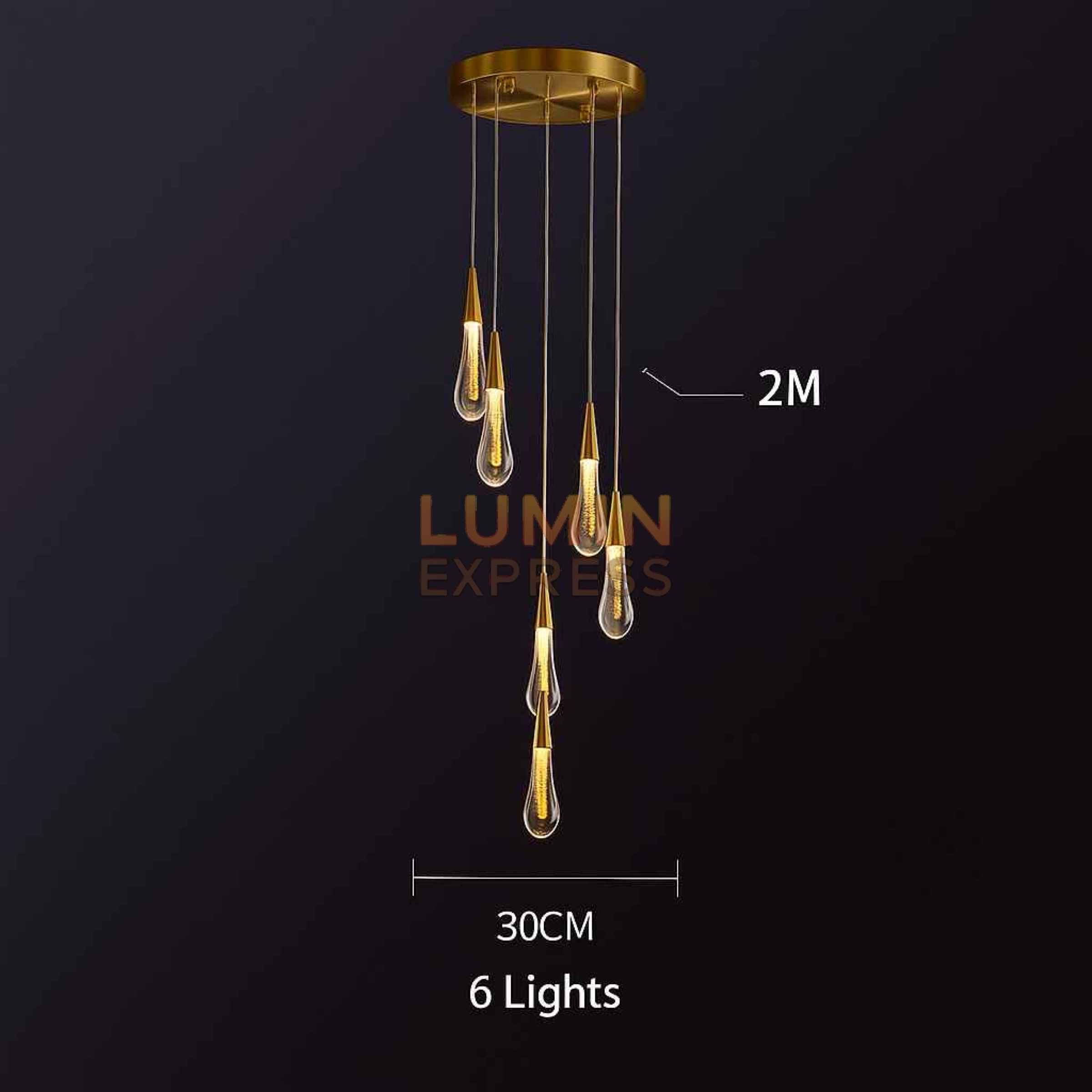 Suspension design moderne GOTA 6 lumières LED forme gouttes