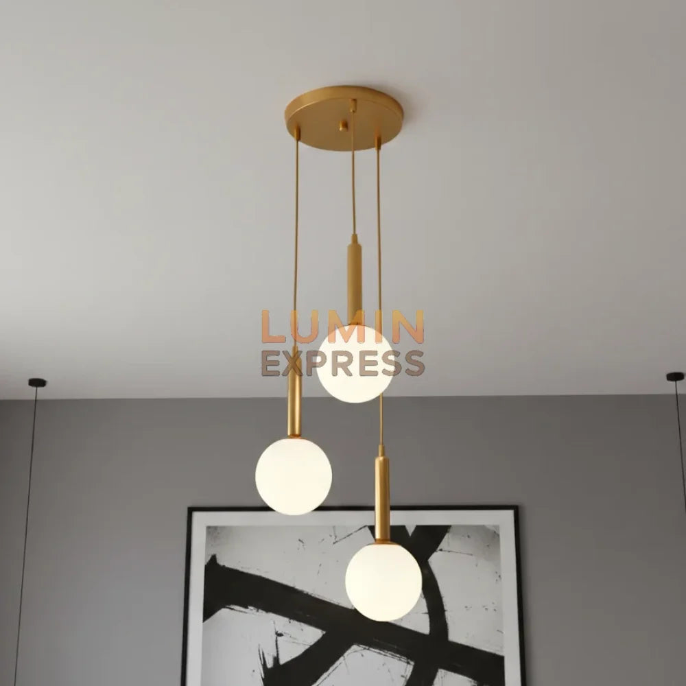 Lustre ISADORA doré 3 boules pour salon — Luminexpress
