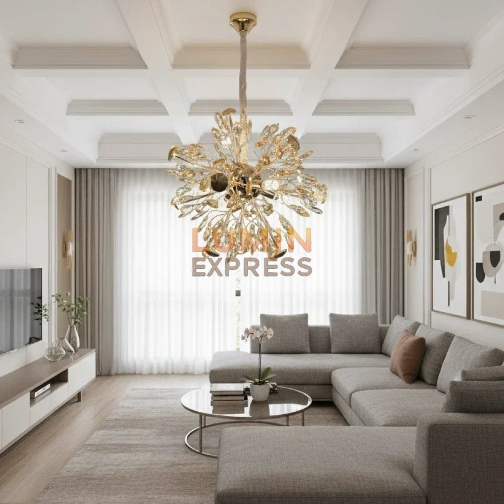 Lustre ROSALIO design contemporain avec cristaux K9 haut de gamme