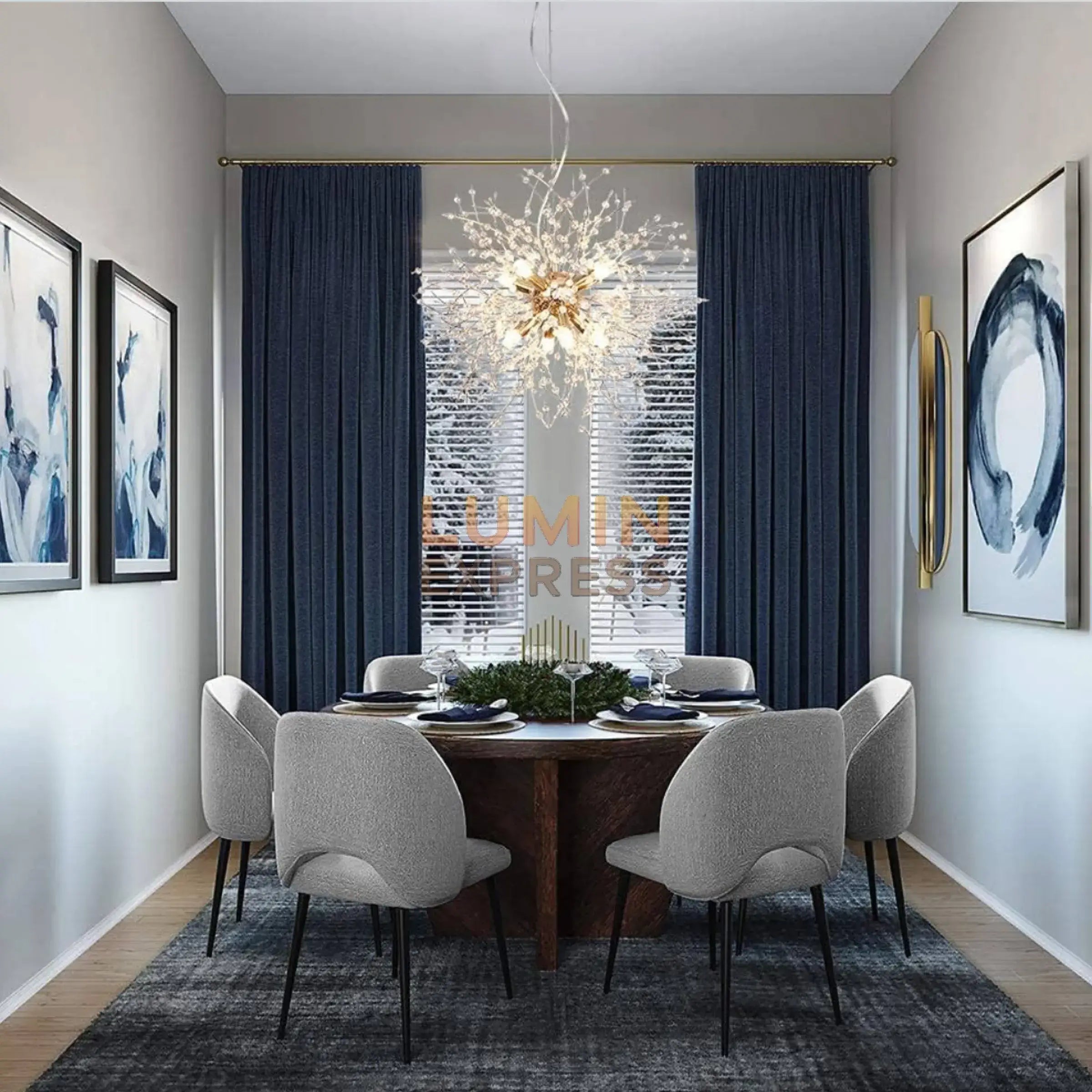 Lustre moderne TITAN Gold pour salle à manger ou hall