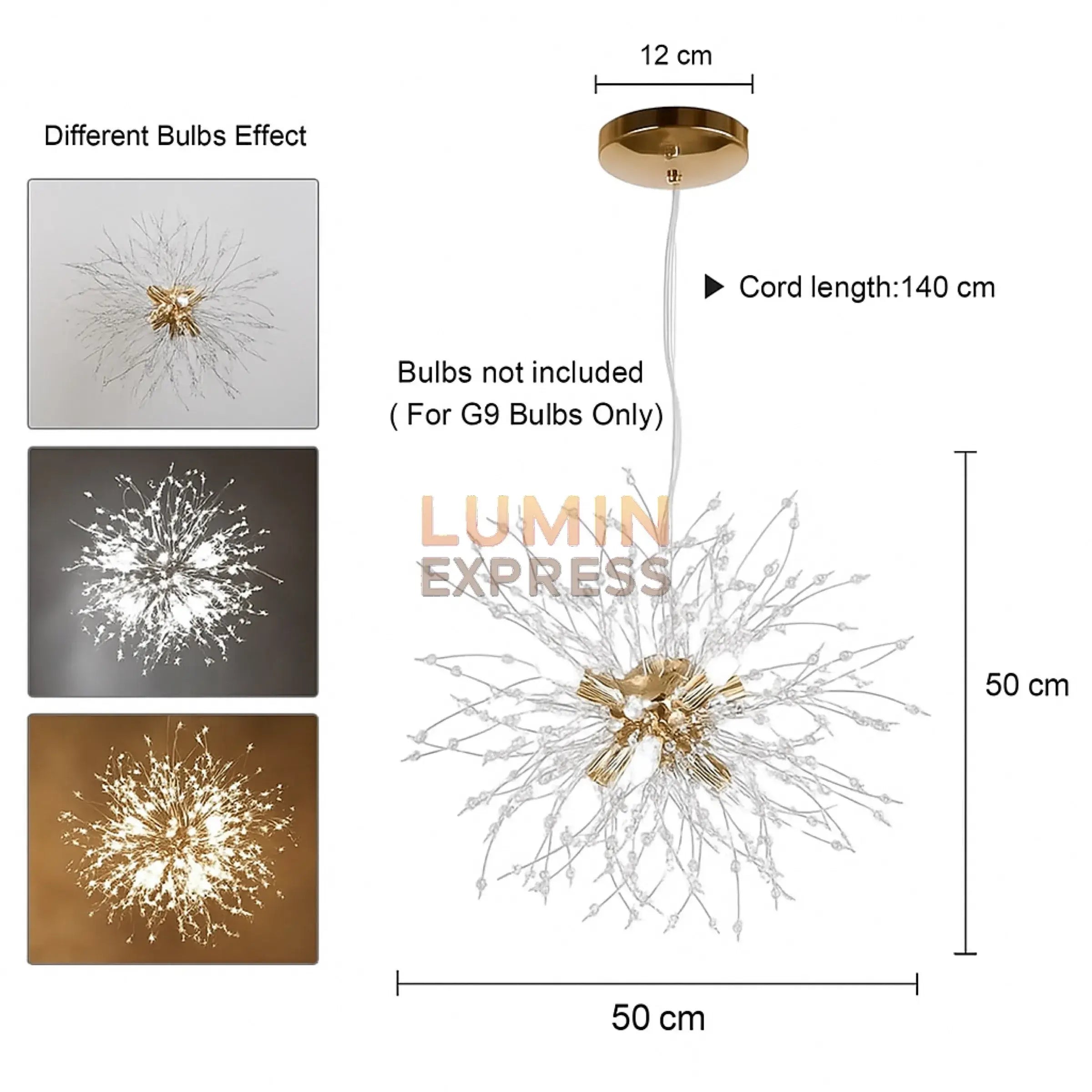 Lustre décoratif doré style luxe – Titan Gold 50 cm Maroc
