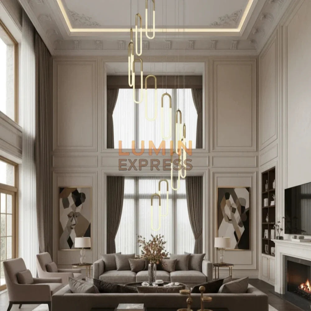 Luminexpress Maroc – Lustre WARNER Cascade doré architectural