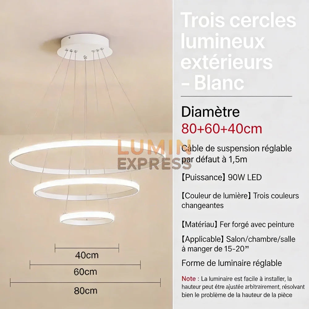 Suspension TRIPLE White 80cm