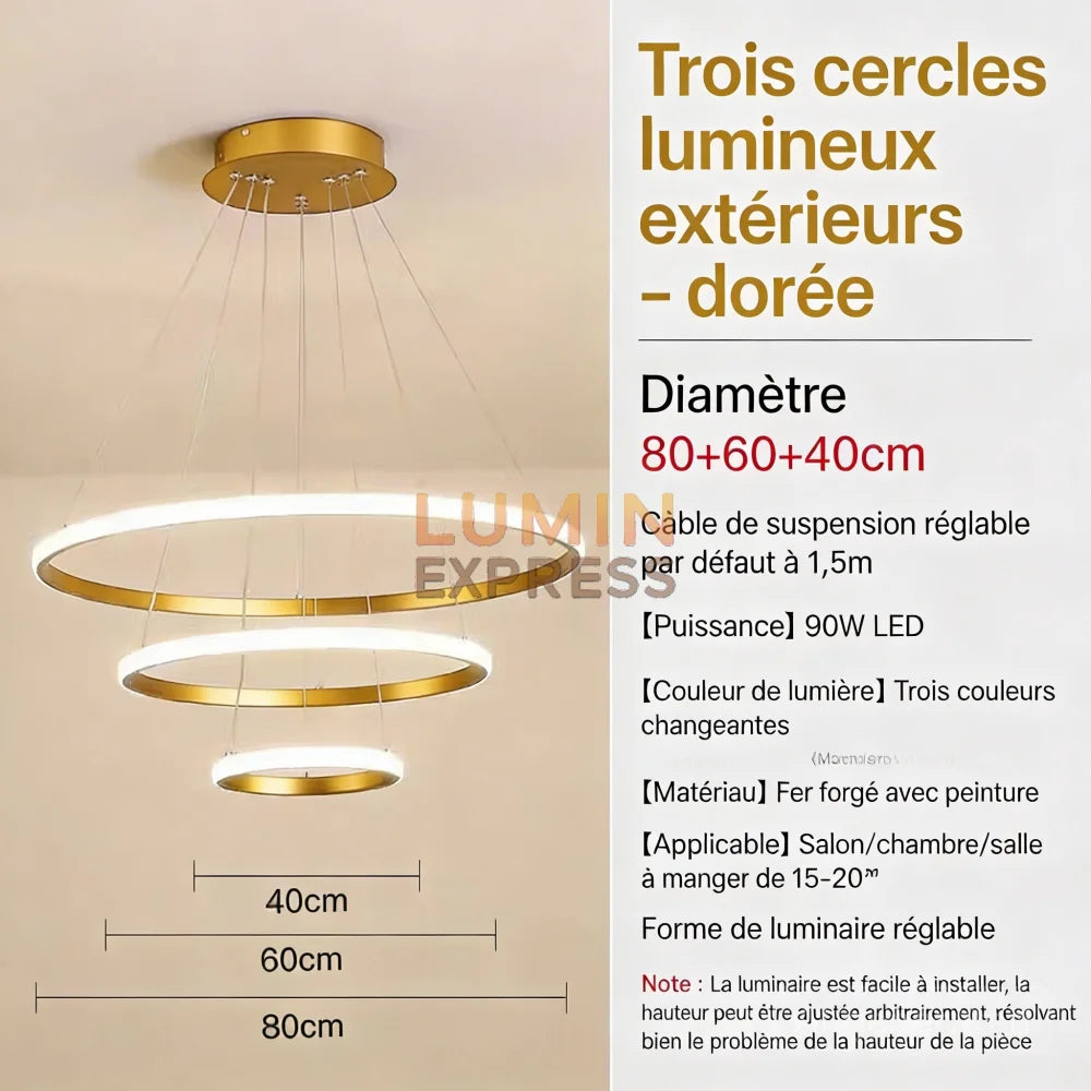 Suspension TRIPLE Gold 80cm