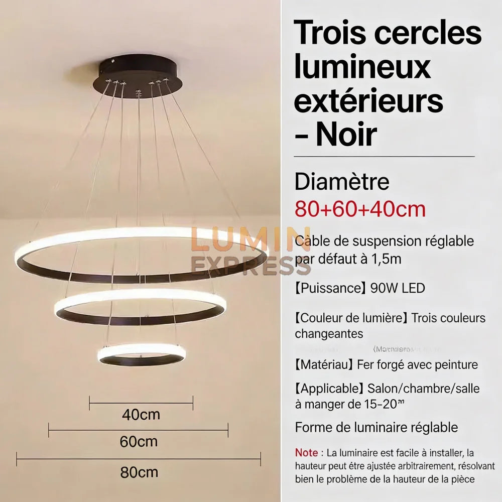 Suspension TRIPLE Black 80cm