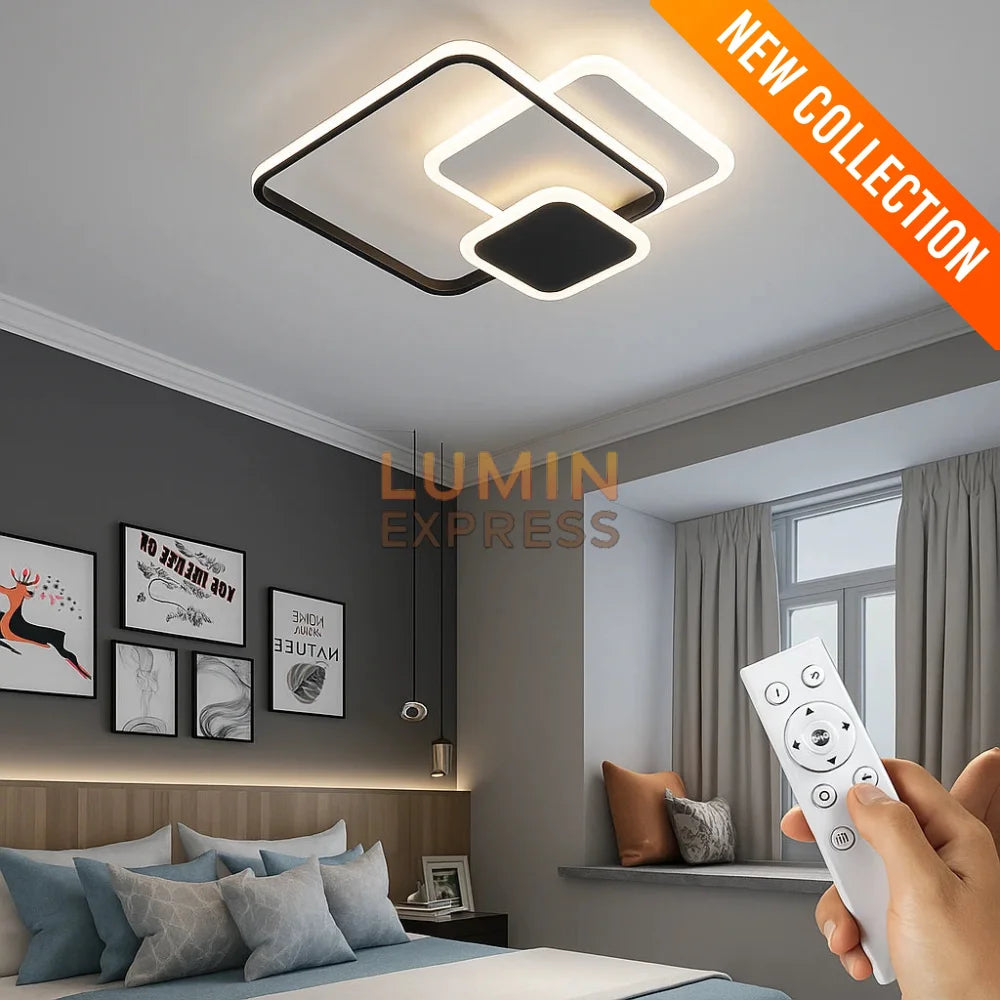 Plafonnier MANDALA Carré 53W – luminaire LED design moderne pour salon au Maroc