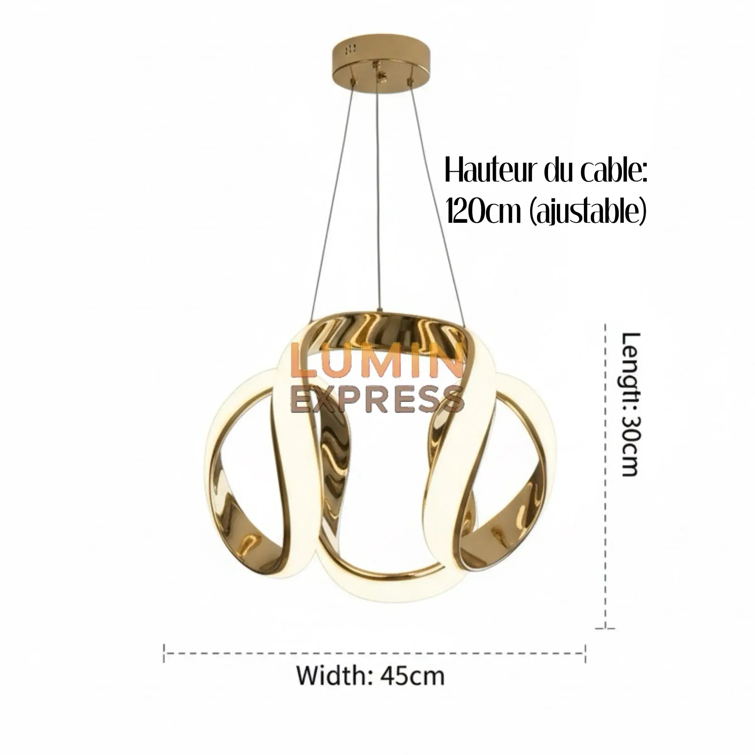 Suspension ARCUS Gold LED élégante pour salon ou chambre