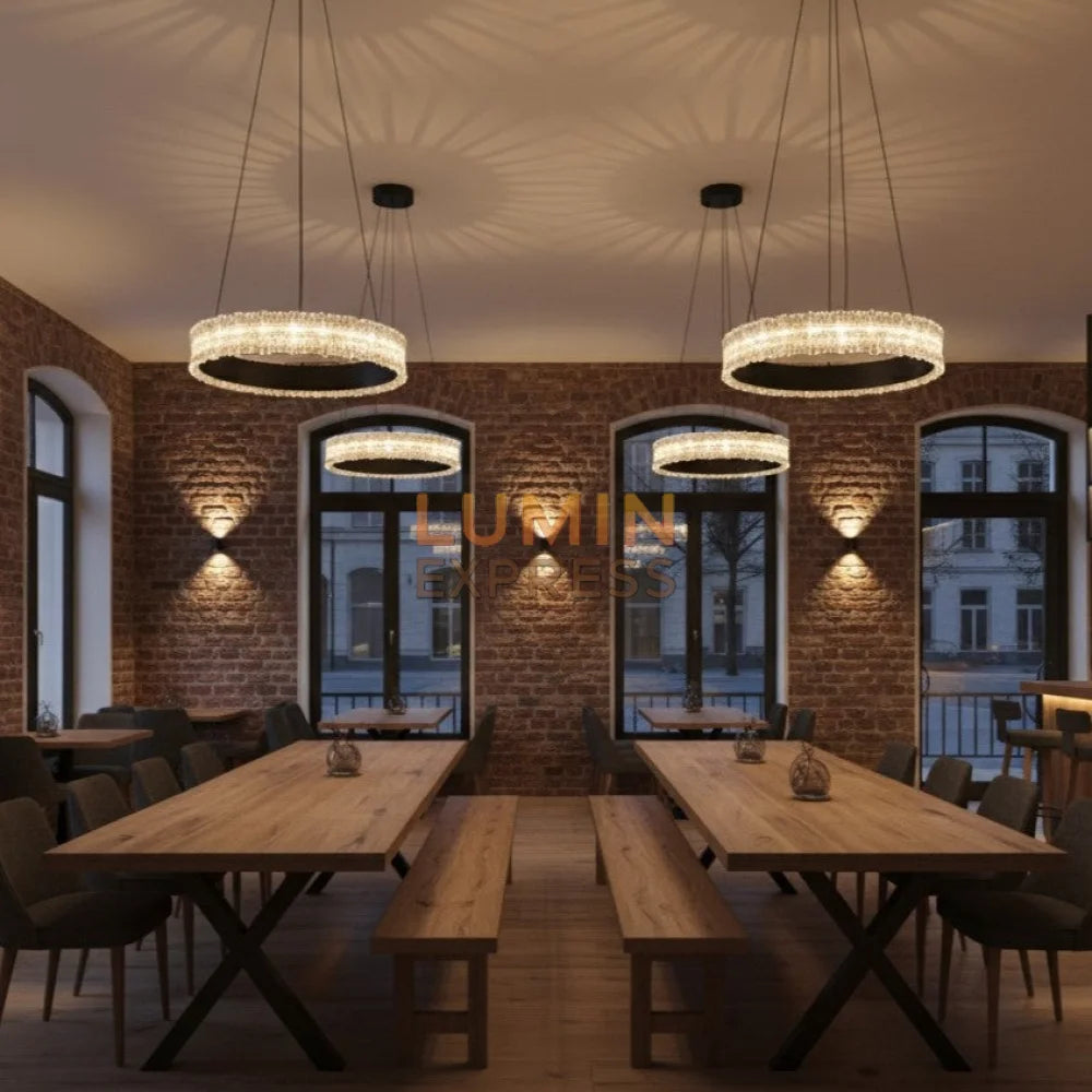 Lustre moderne noir 40 cm – idéal pour restaurant au Maroc