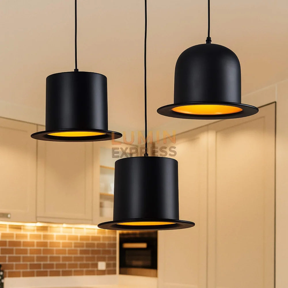 Suspension Gentleman moderne noir et or – éclairage premium Maroc