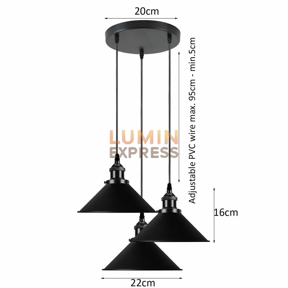 Suspension trio noire pour décoration intérieure Maroc